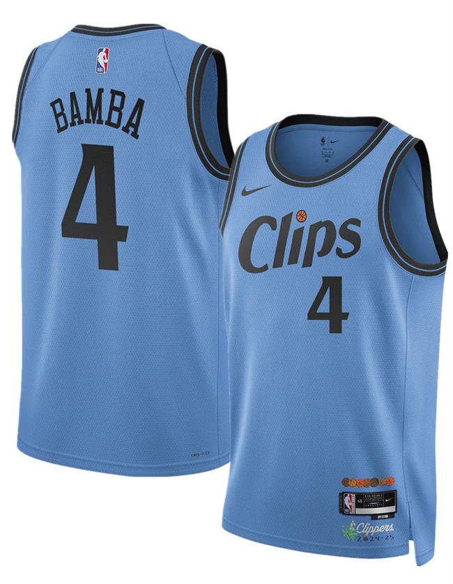 Men's Los Angeles Clippers #4 Mo Bamba Light Blue 2024_25 CityEdition Stitched Jersey