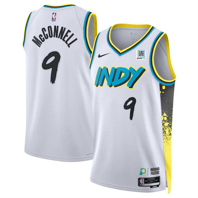 Men's Indiana Pacers #9 T.J. McConnell White 2024_25 City Edition Stitched Basketball Jersey