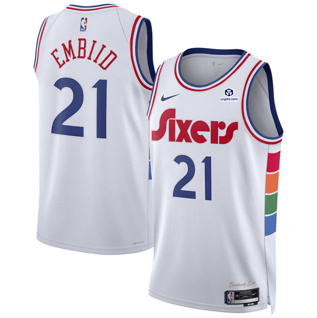 Men's Philadelphia 76ers #21 oel Embiid White 2024_25 City Edition Stitched Jersey