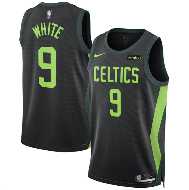 Men's Boston Celtics #9 Derrick White Black 2024_25 City Edition Stitched Basketball Jersey