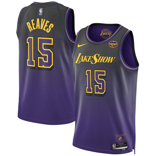 Men's Los Angeles Lakers #15 Austin Reaves Purple 2024_25 City Edition Stitched Basketball Jersey