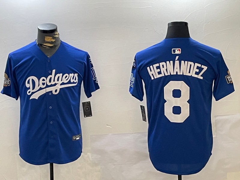 Men's Los Angeles Dodgers Nike #8 Enrique Hernandez Alternate Royal 2024 World Series With Fernando Memorial Patch Limited Stitched MLB Jerseys