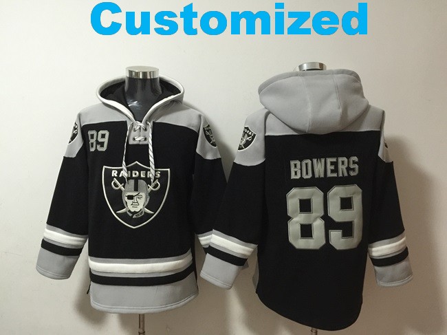 Customized Men's Las Vegas Raiders Black Ageless Must-Have Lace-Up Pullover Hoodie