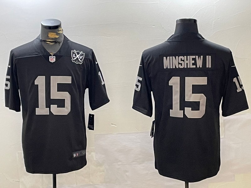 Men's Nike Las Vegas Raiders #15 Gardner Minshew II Black 2024 F.U.S.E With 65th Anniversary Patch Vapor Stitched NFL Jersey