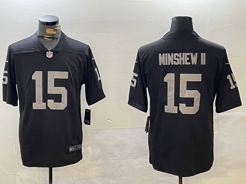 Men's Las Vegas Raiders #15 Gardner Minshew II Black 2024 F.U.S.E Vapor Stitched Football Jersey