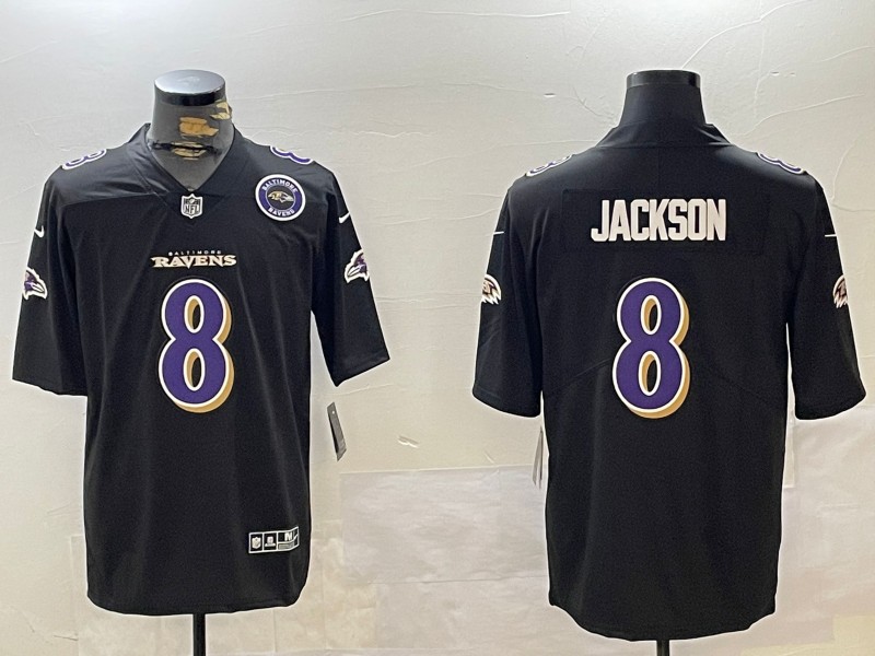 Men's Baltimore Ravens #8 Lamar Jackson Black Nike Fashion Vapor Untouchable Limited NFL Jerseys