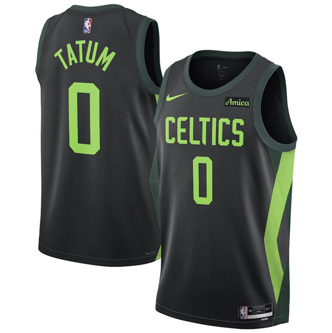 Men's Boston Celtics #0 Jayson Tatum Black 2024-25 City Edition Statement Edition Stitched Basketball Jersey