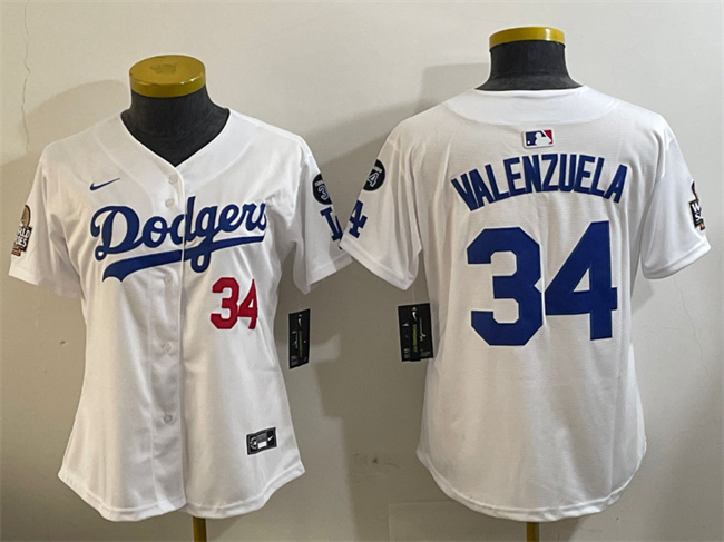 Youth Los Angeles Dodgers #34 Toro Valenzuela White 2024 World Series With Fernando Memorial Patch Home Limited Stitched Baseball Jersey