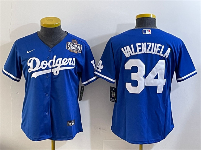 Youth Los Angeles Dodgers #34 Toro Valenzuela Blue 2024 World Series Cool Base Stitched Baseball Jersey