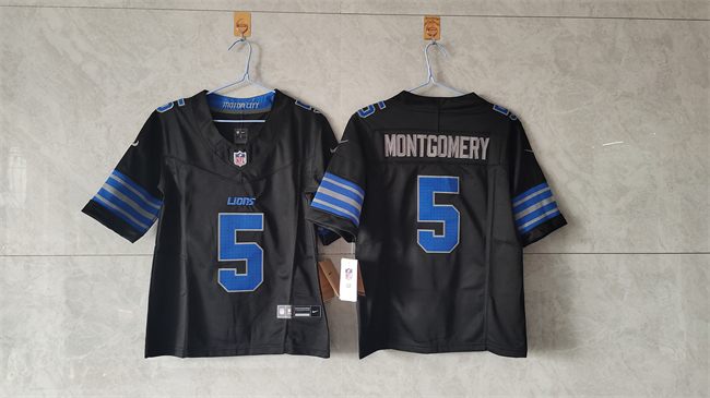 Youth Detroit Lions #5 David Montgomery Black 2024 F.U.S.E. 2nd Alternate Vapor Limited Stitched Jersey