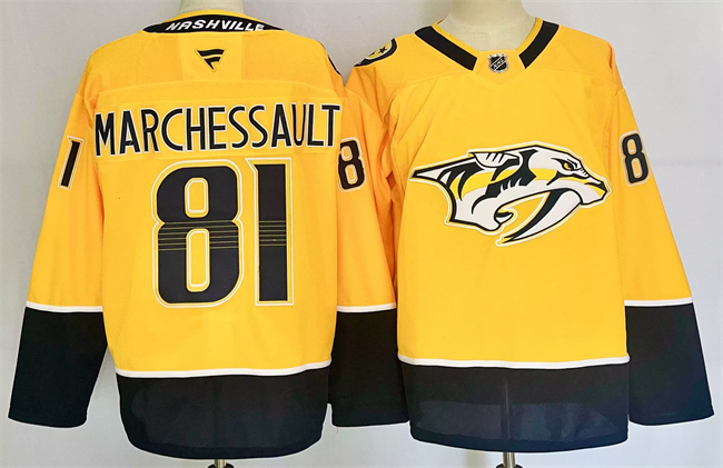 Men's Nashville Predators #81 Jonathan Marchessault Gold 2024-25 Home Stitched Hockey Jersey