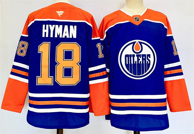 Men's Edmonton Oilers #18 Zach Hyman Royal 2024-25 Stitched Jersey