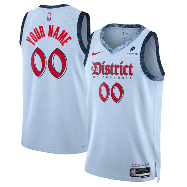 Men's Washington Wizards Customized Powder Blue 2024_25 City Edition Stitched Basketball Jersey