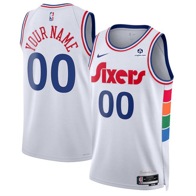 Men's Philadelphia 76ers Customized White 2024_25 City Edition Stitched Jersey