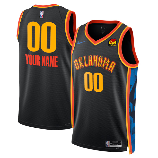 Men's Oklahoma City Thunder Customized Black 2024_25 City Edition Stitched Basketball Jersey