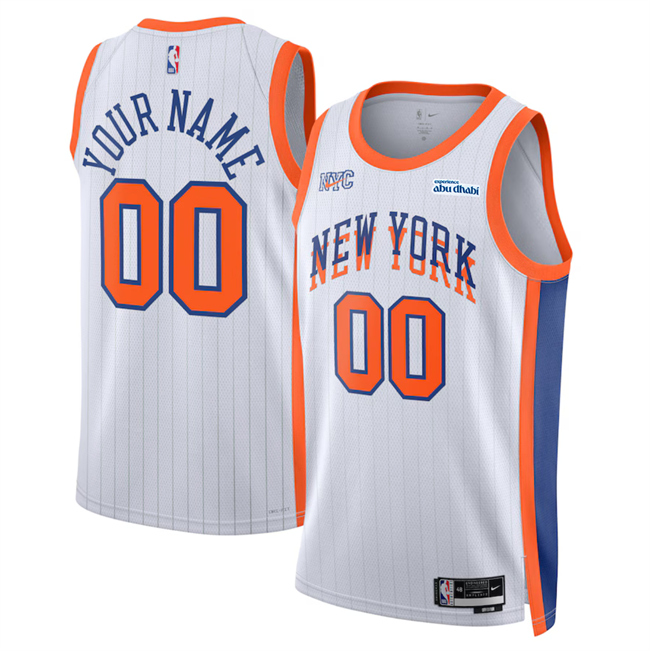 Men's New Yok Knicks Customized White 2024_25 City Edition Stitched Basketball Jersey