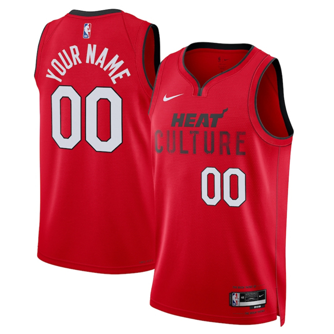 Men's Miami Heat Customized Red 2024_25 City Edition Stitched Basketball Jersey