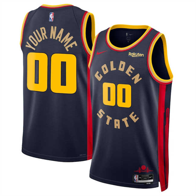 Men's Golden State Warriors Customized Navy 2024_25 City Edition Stitched Basketball Jersey