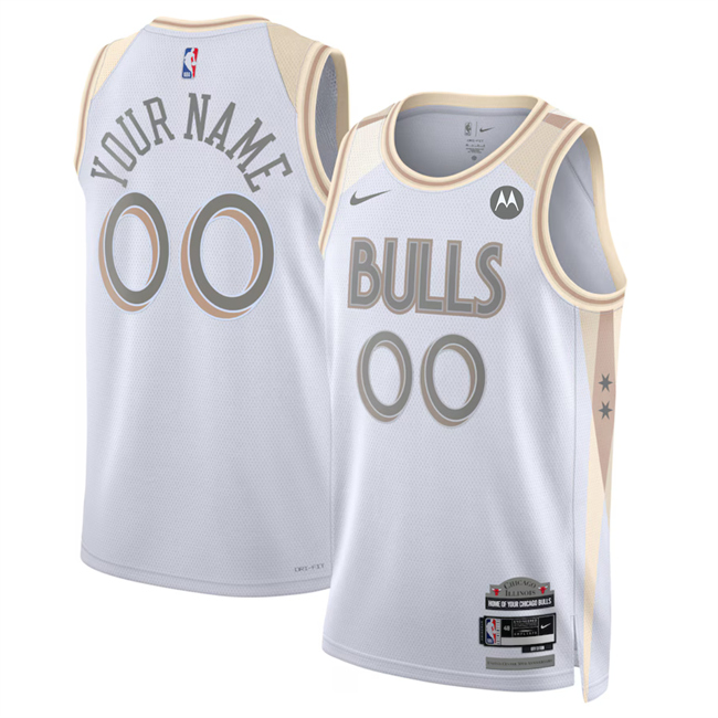 Men's Chicago Bulls Customized White 2024_25 City Edition Stitched Basketball Jersey