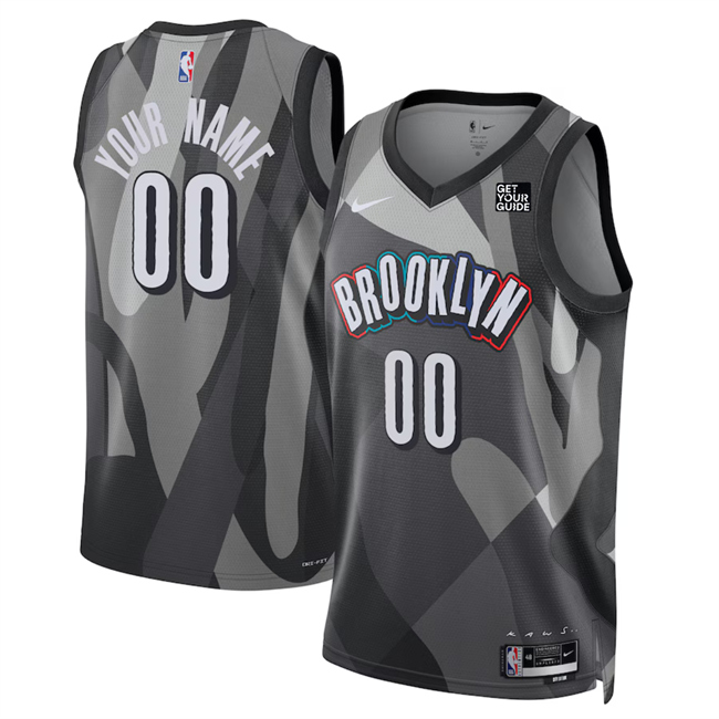 Men's Brooklyn Nets Customized Gray 2024_25 City Edition Stitched Basketball Jersey