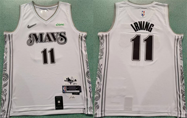 Men's Dallas Mavericks #11 Kyrie Irving White 2024 City Edition Stitched Basketball Jersey