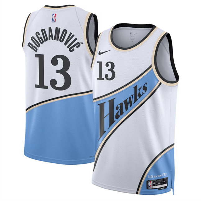 Men's Atlanta Hawks #13 Bogdan Bogdanović White 2024-25 City Edition Stitched Jersey