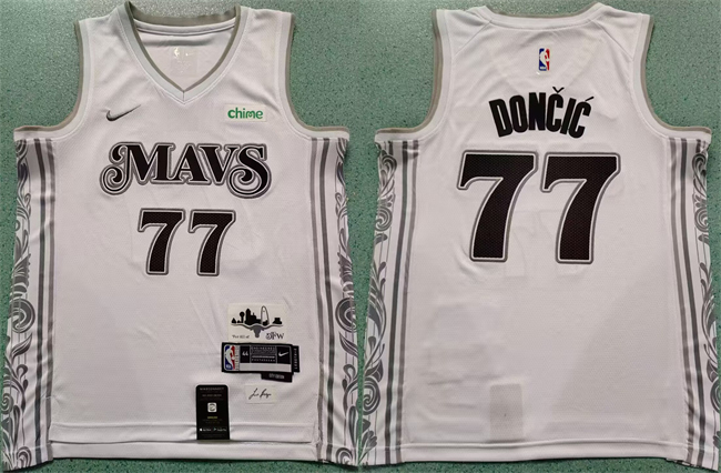 Men's Dallas Mavericks #77 Luka Dončić White 2024 City Edition Stitched Basketball Jersey