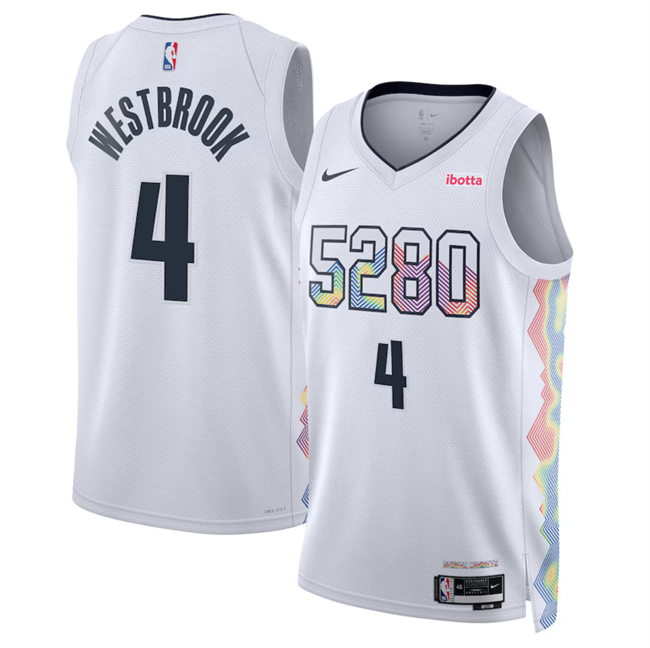 Men's Denver Nuggets #4 Russell Westbrook White 2024-25 City Edition Stitched Basketball Jersey