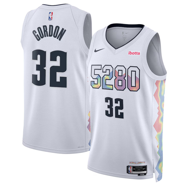 Men's Denver Nuggets #32 Aaron Gordon White 2024-25 City Edition Stitched Basketball Jersey