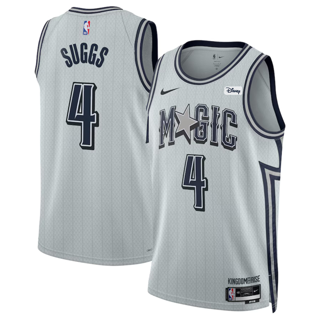 Men's Orlando Magic #4 Jalen Suggs Silver 2024-25 City Edition Stitched Basketball Jersey