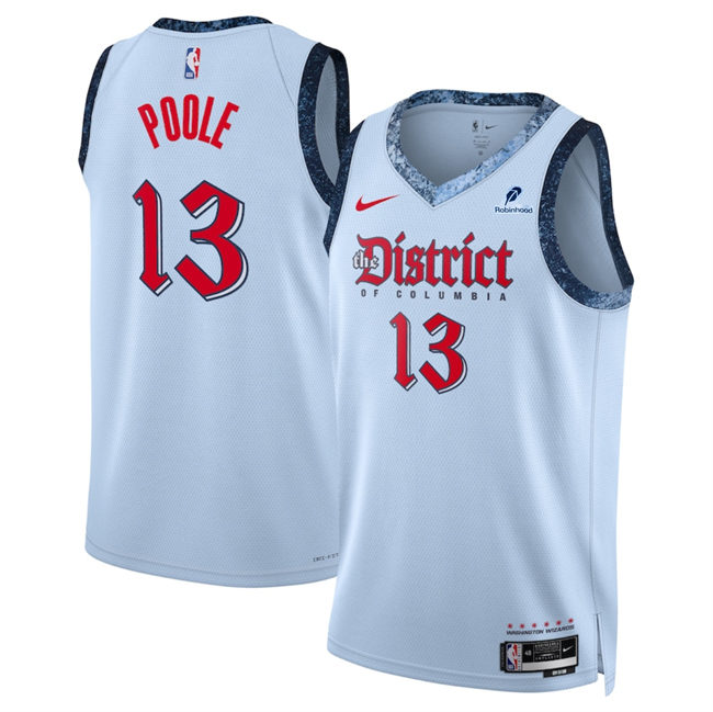 Men's Washington Wizards #13 Jordan Poole Powder Blue 2024-25 City Edition Stitched Basketball Jersey