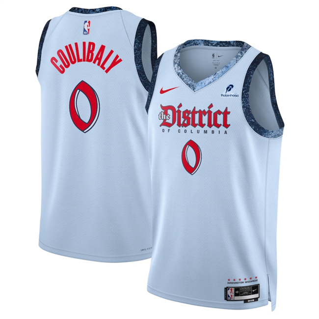 Men's Washington Wizards #0 Bilal Coulibaly Powder Blue 2024-25 City Edition Stitched Basketball Jersey