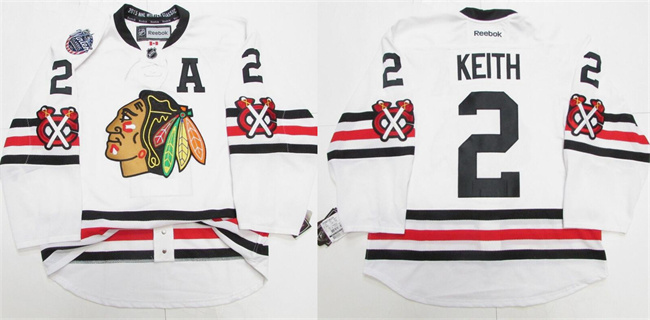 Men's Chicago Blackhawks #2 Duncan Keith White 2015 Winter Classic Stitched Hockey Jersey