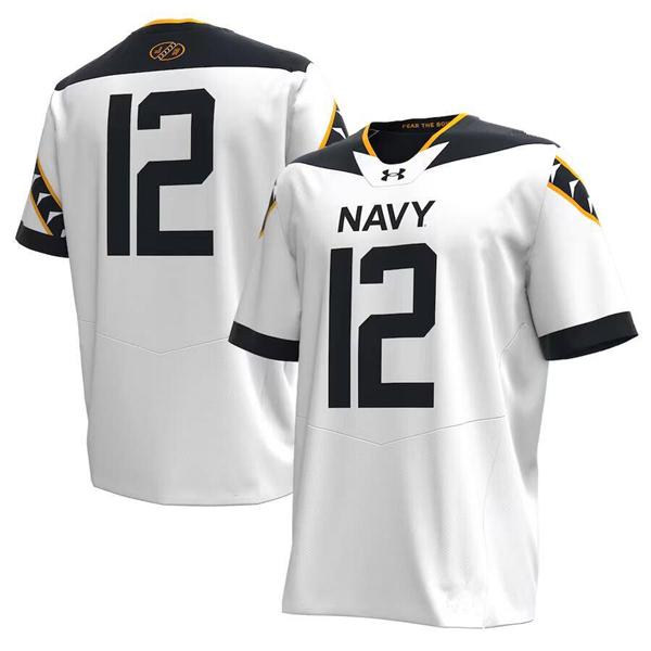 Men's Navy Midshipmen #12 White 2024 Stitched Football Jersey