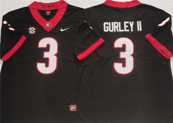 Youth Georgia Bulldogs #3 GURLEY II Black College Stitched Football Jersey