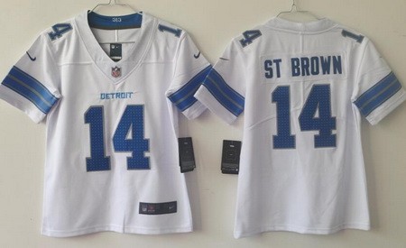 Women's Detroit Lions #14 Amon Ra St Brown White 2024 Vapor Nike Limited NFL Jersey