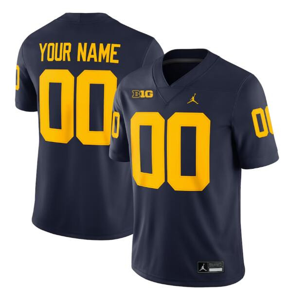 Men's Michigan Wolverines ACTIVE PLAYER Custom Navy Stitched Jersey