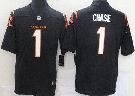 Men's Cincinnati Bengals #1 Ja'Marr Chase Limited Black Vapor Untouchable Jersey