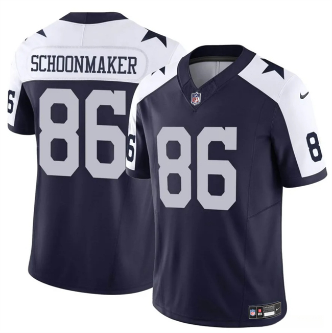 Men's Dallas Cowboys #86 Luke Schoonmaker Navy White Thanksgiving Vapor Untouchable Limited Stitched Football Jersey