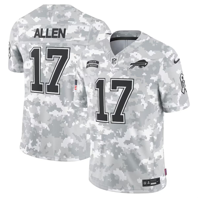 Youth Buffalo Bills #17 Josh Allen 2024 F.U.S.E Arctic Camo Salute to Service Limited Stitched Football Jersey