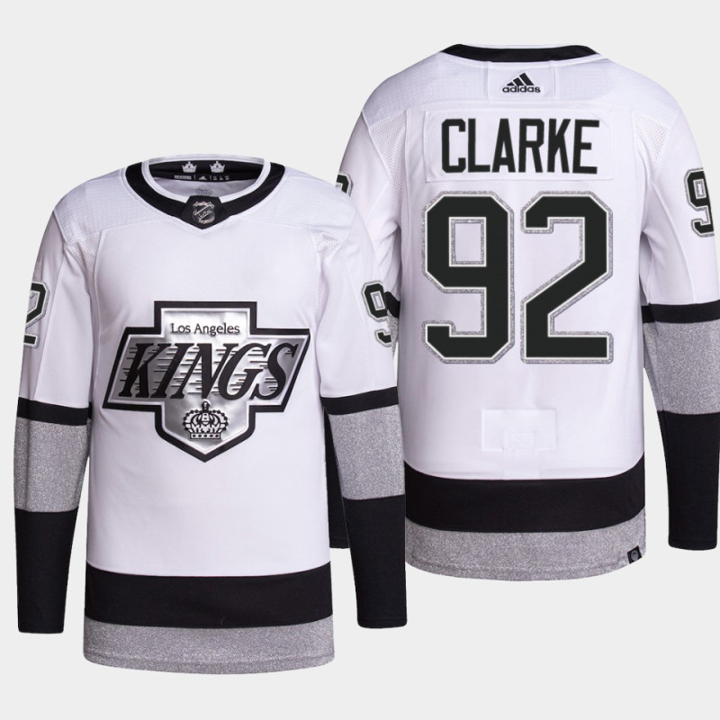 Men's Los Angeles Kings #92 Brandt Clarke Adidas White Stitched Hockey Jersey Primegreen Alternate