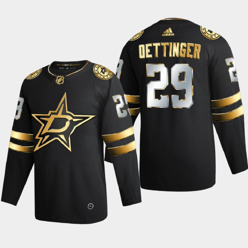 Men's Dallas Stars Jake Oettinger #29 2020-21 Authentic Golden Limited Edition Stitched Hockey Jersey - Black