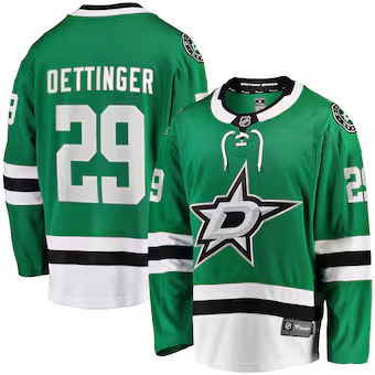 Men's Dallas Stars #29 Jake Oettinger Green Home Stitched Hockey Jersey