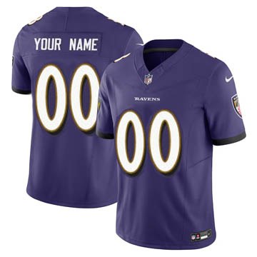 Men's Baltimore Ravens Customized Nike Vapor F.U.S.E. Limited Purple Stitched NFL Jersey