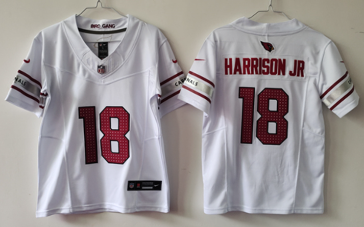 Youth Arizona Cardinals #18 Marvin Harrison Jr White 2024 F.U.S.E Stitched Jersey