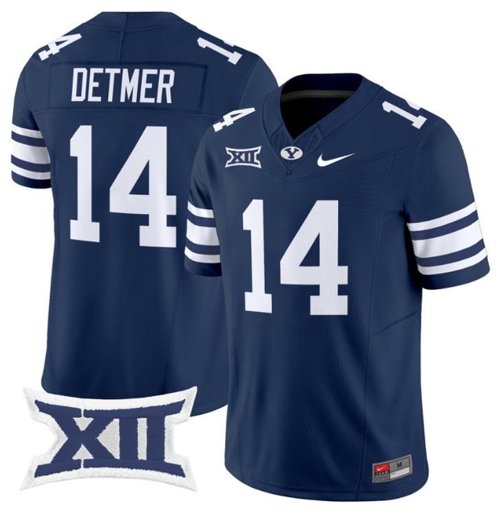 Men's Nike Ty Detmer Jersey #14 BYU Cougars Vapor Limited College Football Stitched Navy