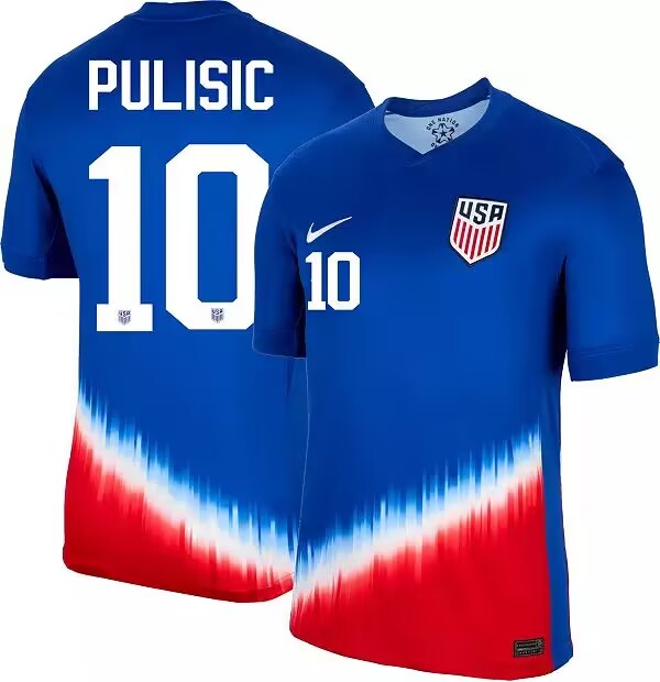 Men's American Team #10 Christian Pulisic 2024-25 Royal Away Soccer Jersey Suit