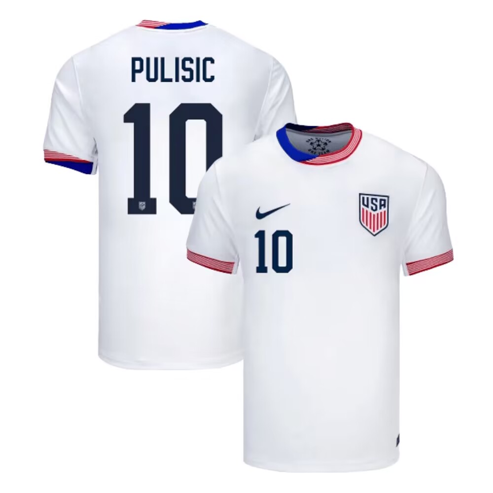 Men's American Team #10 Christian Pulisic 2024-25 Home Soccer Jersey Suit