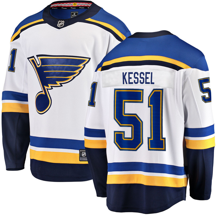 Men's #51 Matt Kessel St. Louis Blues Away White Breakaway NHL Jersey by Fanatics