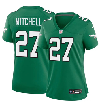 Women's Philadelphia Eagles #27 Quinyon Mitchell Alternate Game Kelly Green Nike Stitched NFL Jersey